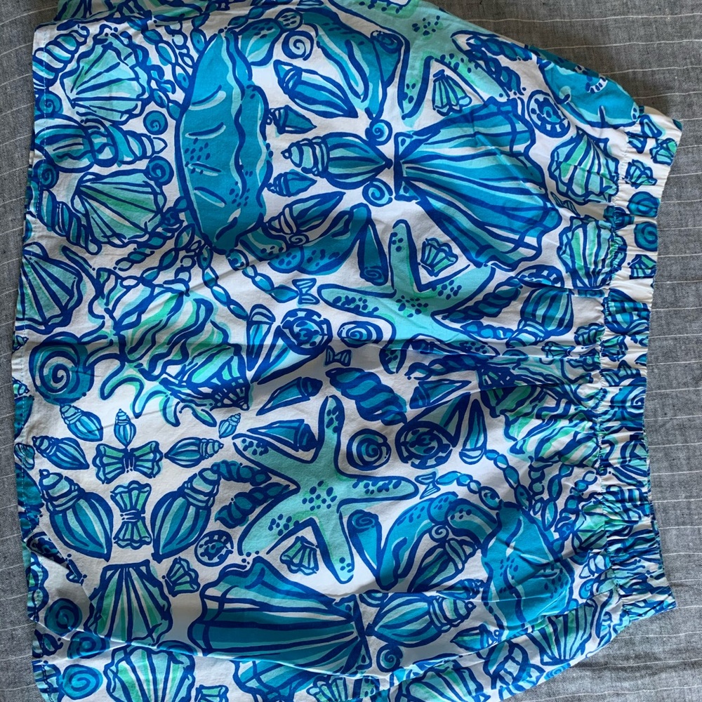 Lilly Pulitzer Blue and Green Shell Print Skirt